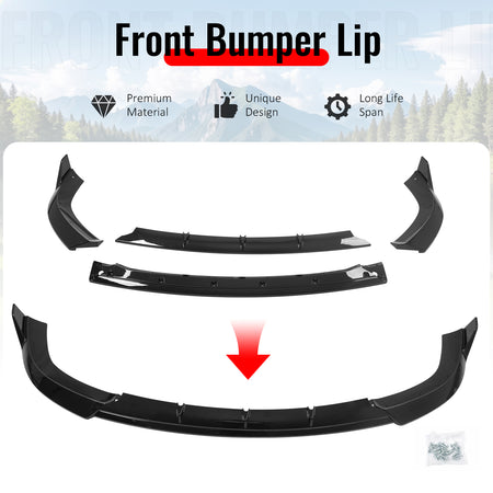 Fits 17-21 Grand Cherokee SRT IKON V3 Front Bumper Lip Chin Spoiler Gloss Black