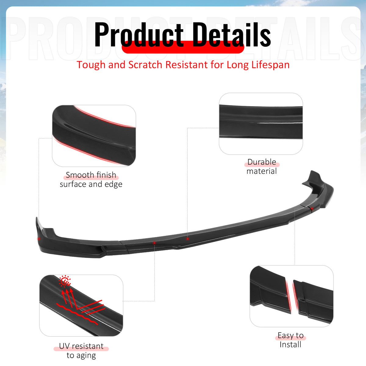 Fits 22-24 Kia Carnival IKON Style Front Bumper Lip Chin Spoiler Gloss Black