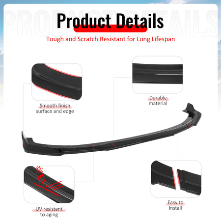 Fits 22-24 Kia Carnival IKON Style Front Bumper Lip Chin Spoiler Gloss Black