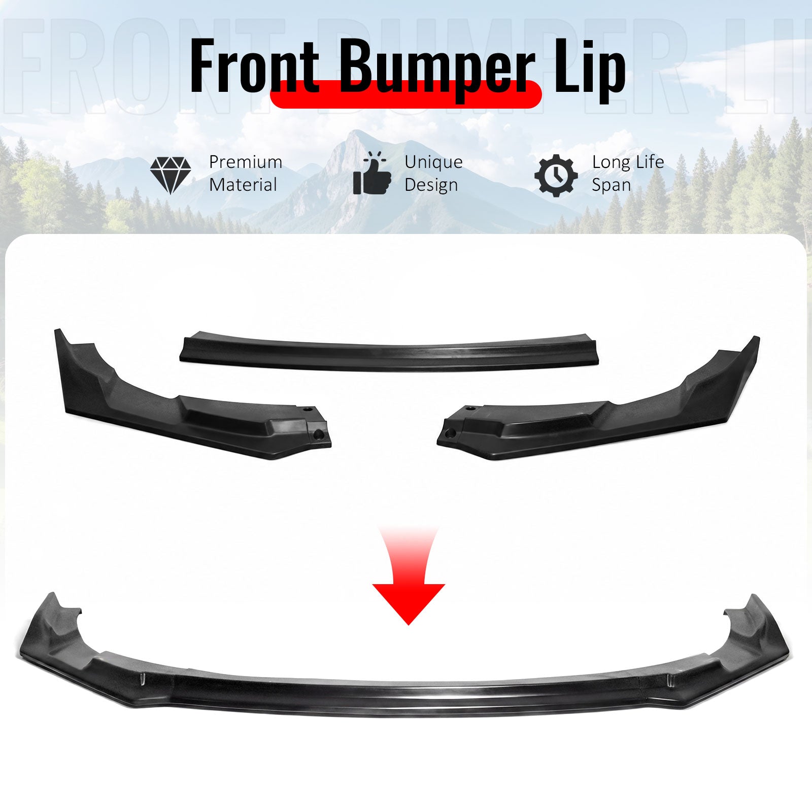 Fits 25-26 Kia K5 GT GT-Line Front Bumper Lip IKFM Style 3PCS Spoiler Unpainted PU
