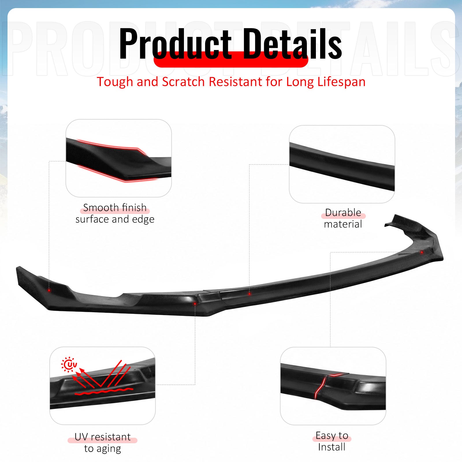 Fits 25-26 Kia K5 GT GT-Line Front Bumper Lip IKFM Style 3PCS Spoiler Unpainted PU