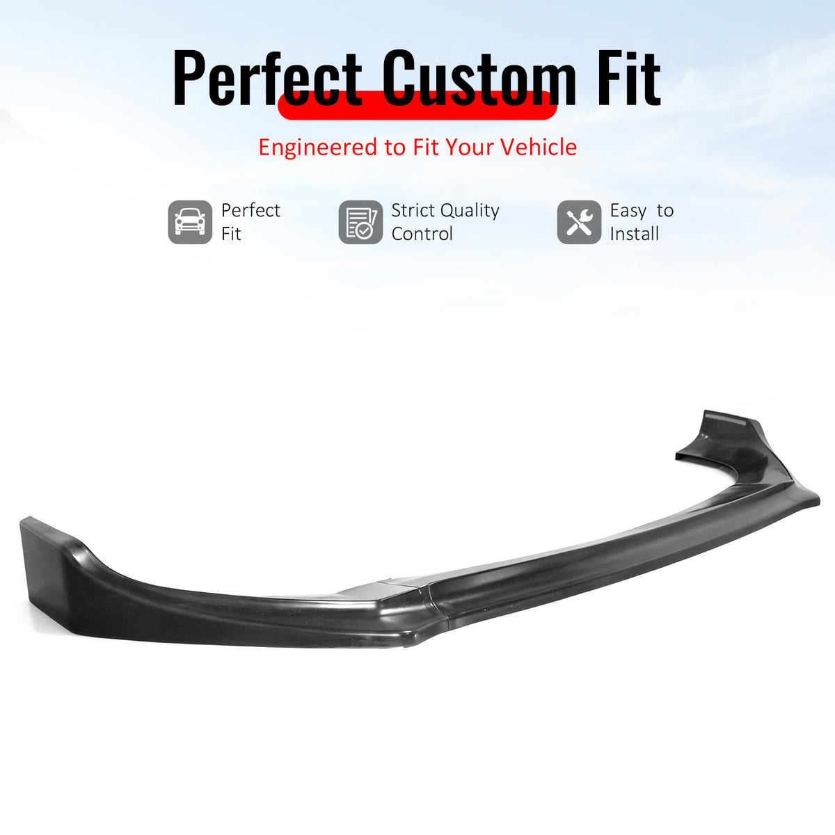 IKON MOTORSPORTS Front Bumper Lip, Compatible with 2020-2025 Kia Soul, IKCS Style Unpainted Black PU Air Dam Chin Spoiler Protector Splitter 3PCS