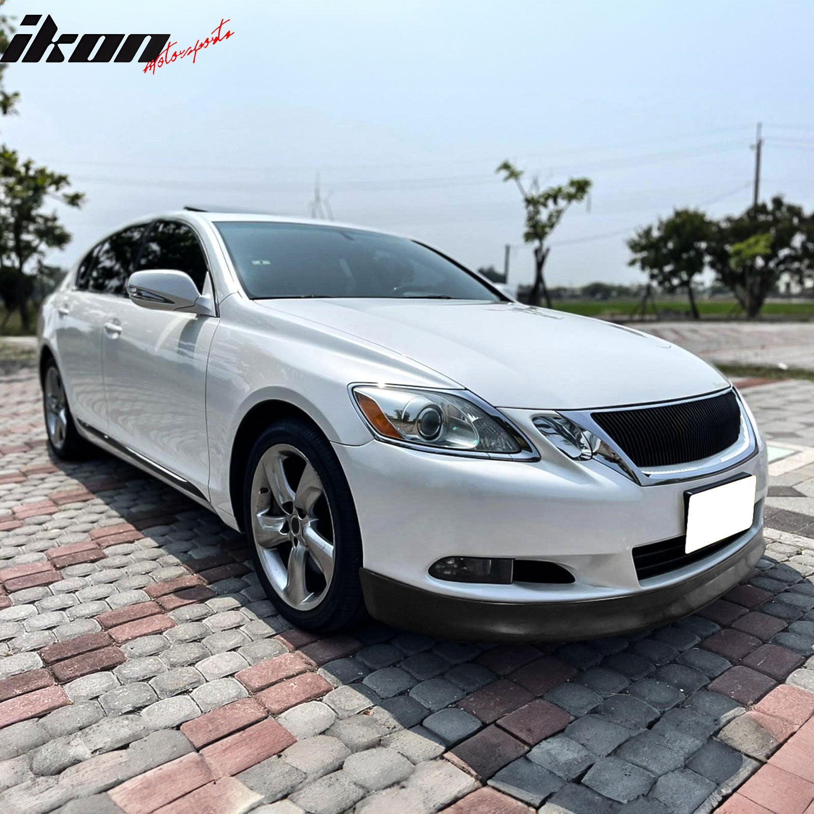 IKON MOTORSPORTS Front Bumper Lip, Compatible with 2008-2011 Lexus GS350 GS460, VTX Style Unpainted Black PU Polyurethane Air Dam Chin Spoiler Protector Splitter 1Piece