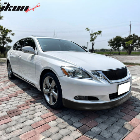 IKON MOTORSPORTS Front Bumper Lip, Compatible with 2008-2011 Lexus GS350 GS460, VTX Style Unpainted Black PU Polyurethane Air Dam Chin Spoiler Protector Splitter 1Piece