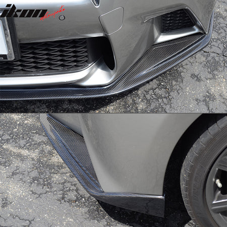 IKON MOTORSPORTS, Front Bumper Lip Compatible With 2013-2015 Lexus GS350 450 F Sport , Matte Carbon Fiber SK Style Front Lip Spoiler Wing Chin Splitter, 2014