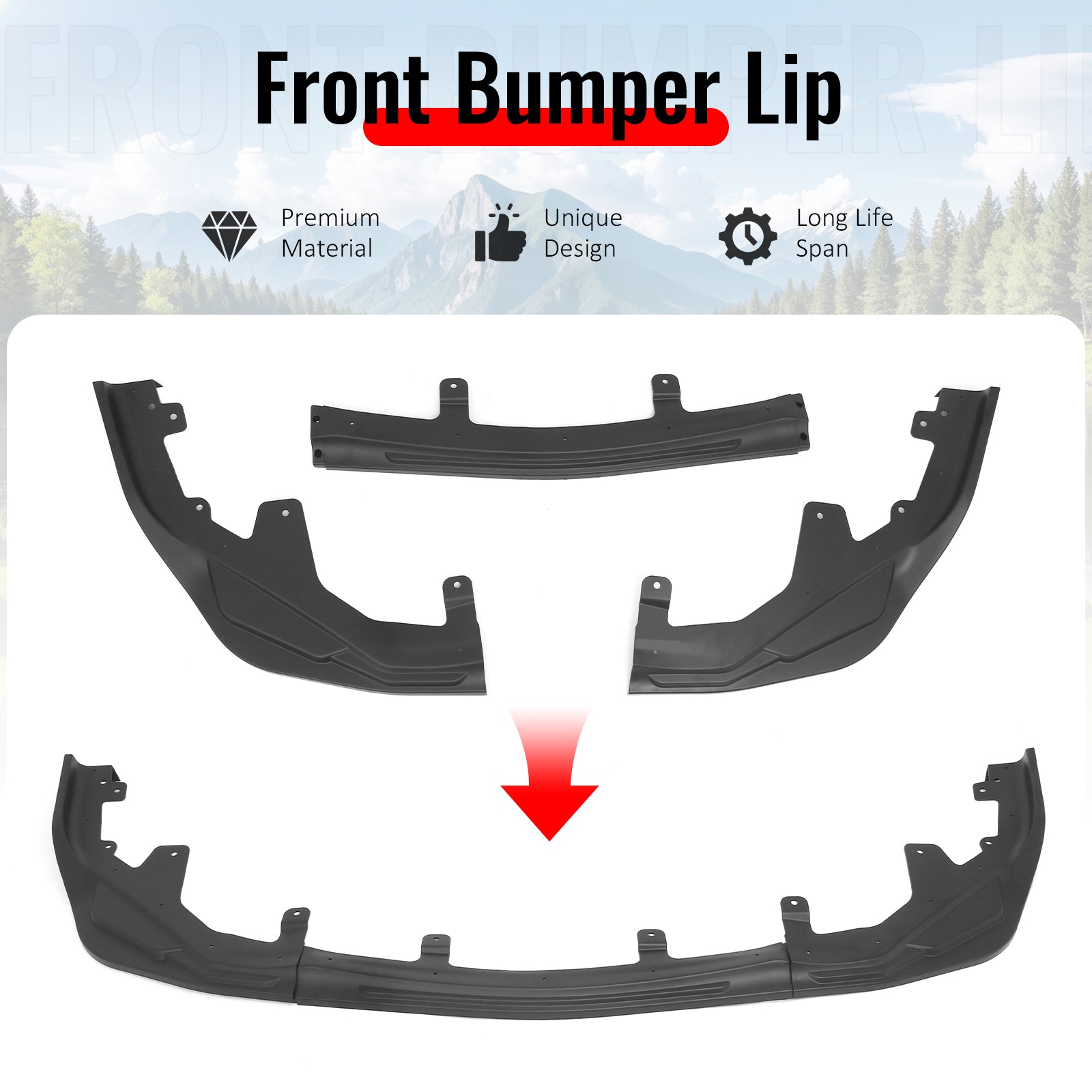 Fits 16-20 Lexus GS F Sport IKON Style 3PCS Front Bumper Lip Spoiler Matte Black