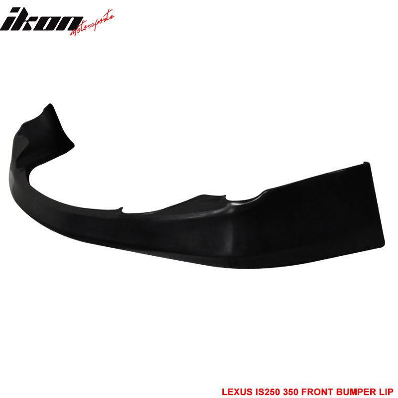 IKON MOTORSPORTS, Pre-Painted Front Bumper Lip Compatible With 2006-2008 Lexus IS250 IS350, VIP TYPE PU Front Lip Finisher Under Chin Spoiler Add On other color available, 2007