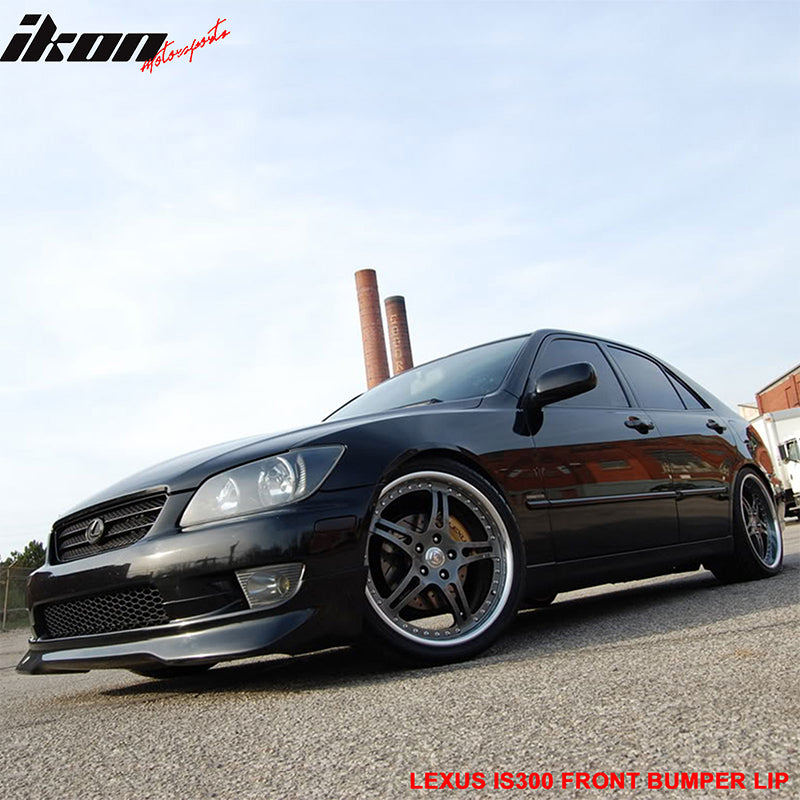 Front Bumper Lip Compatible With 2001-2005 Lexus IS300, AMS Style PU - Poly Urethane Unpainted Black Guard Protection Finisher Under Chin Spoiler by IKON MOTORSPORTS, 2002 2003 2004