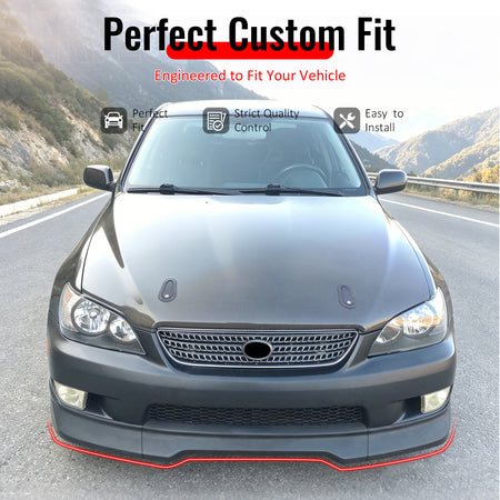Fits 01-05 Lexus IS300 GR Style Front Bumper Lip Spoiler Matte Black PP 3PCS Set