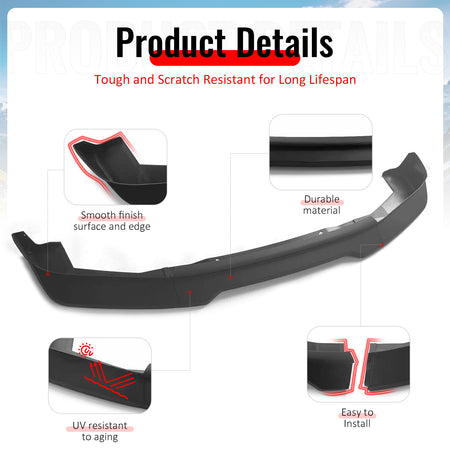 Fits 01-05 Lexus IS300 GR Style Front Bumper Lip Spoiler Matte Black PP 3PCS Set