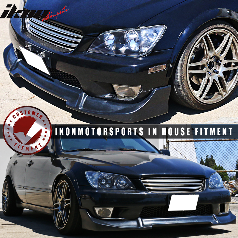 Front Bumper Lip Compatible With 2001-2005 Lexus IS300, Blitz Style PU Black Front Lip Spoiler Splitter by IKON MOTORSPORTS, 2002 2003 2004