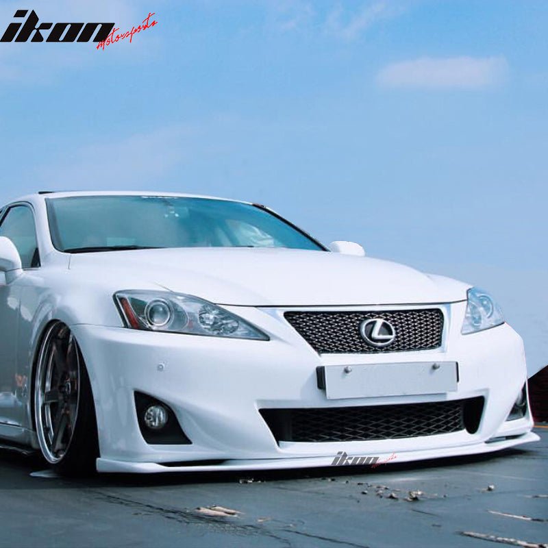 IKON MOTORSPORTS, Front Bumper Lip Compatible With 2011-2013 Lexus IS250 IS350, JDM Style Spoiler Splitter Valance Fascia Cover Guard Protection Conversion
