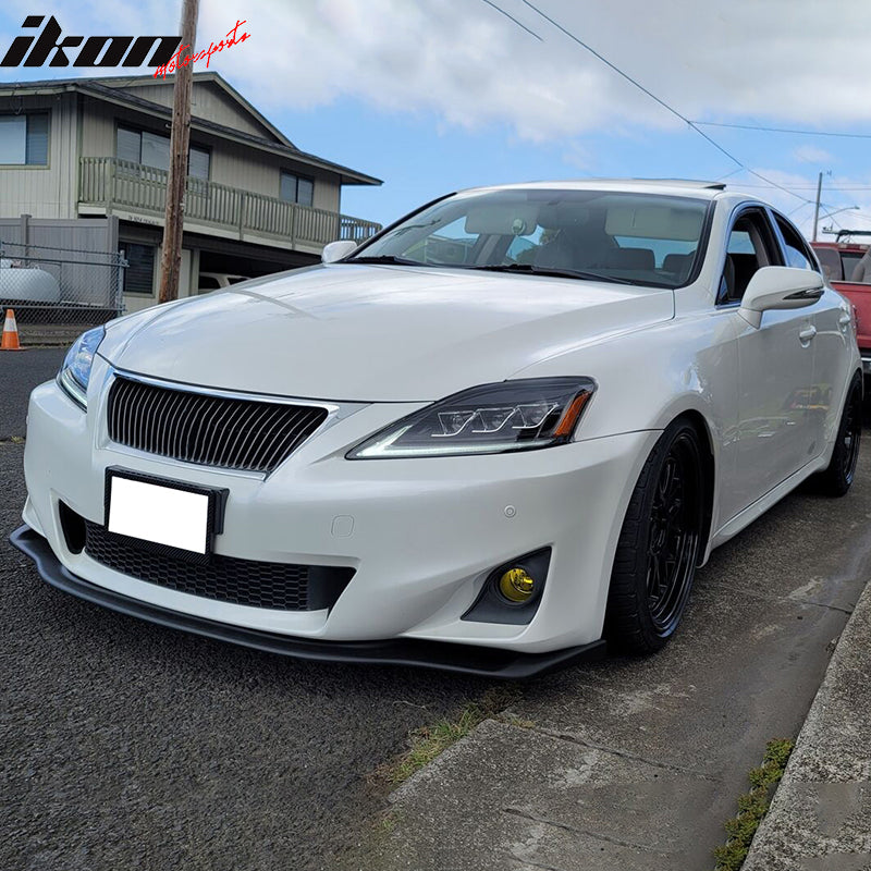IKON MOTORSPORTS, Front Bumper Lip Compatible With 2011-2013 Lexus IS250 IS350, JDM Style Spoiler Splitter Valance Fascia Cover Guard Protection Conversion