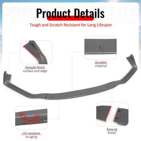 Fits 14-16 Lexus IS F Sport Sedan IKON 2 Front Bumper Lip Carbon Fiber Print 3PC