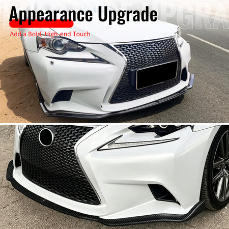 Fits 14-16 Lexus IS F Sport Sedan IKON 2 Style Front Bumper Lip Matte Black 3PCS