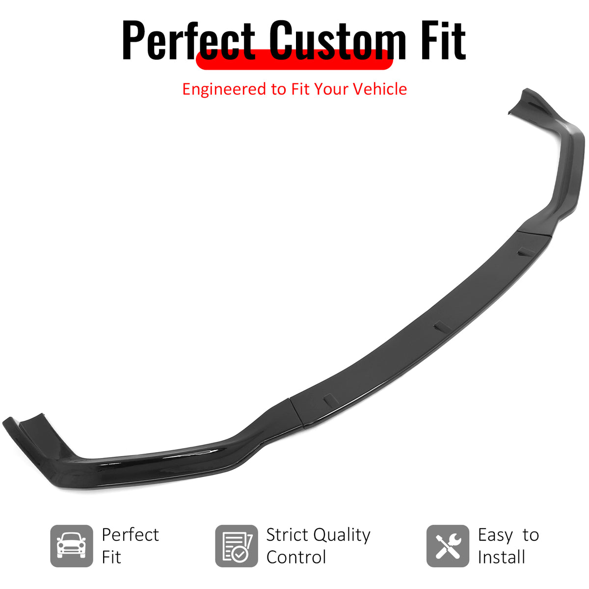IKON MOTORSPORTS Front Bumper Lip, Compatible with 2014-2016 Lexus IS F Sport Sedan, Gloss Black PP IKON 2 Style Air Dam Chin Spoiler Protector Splitter 3PCS
