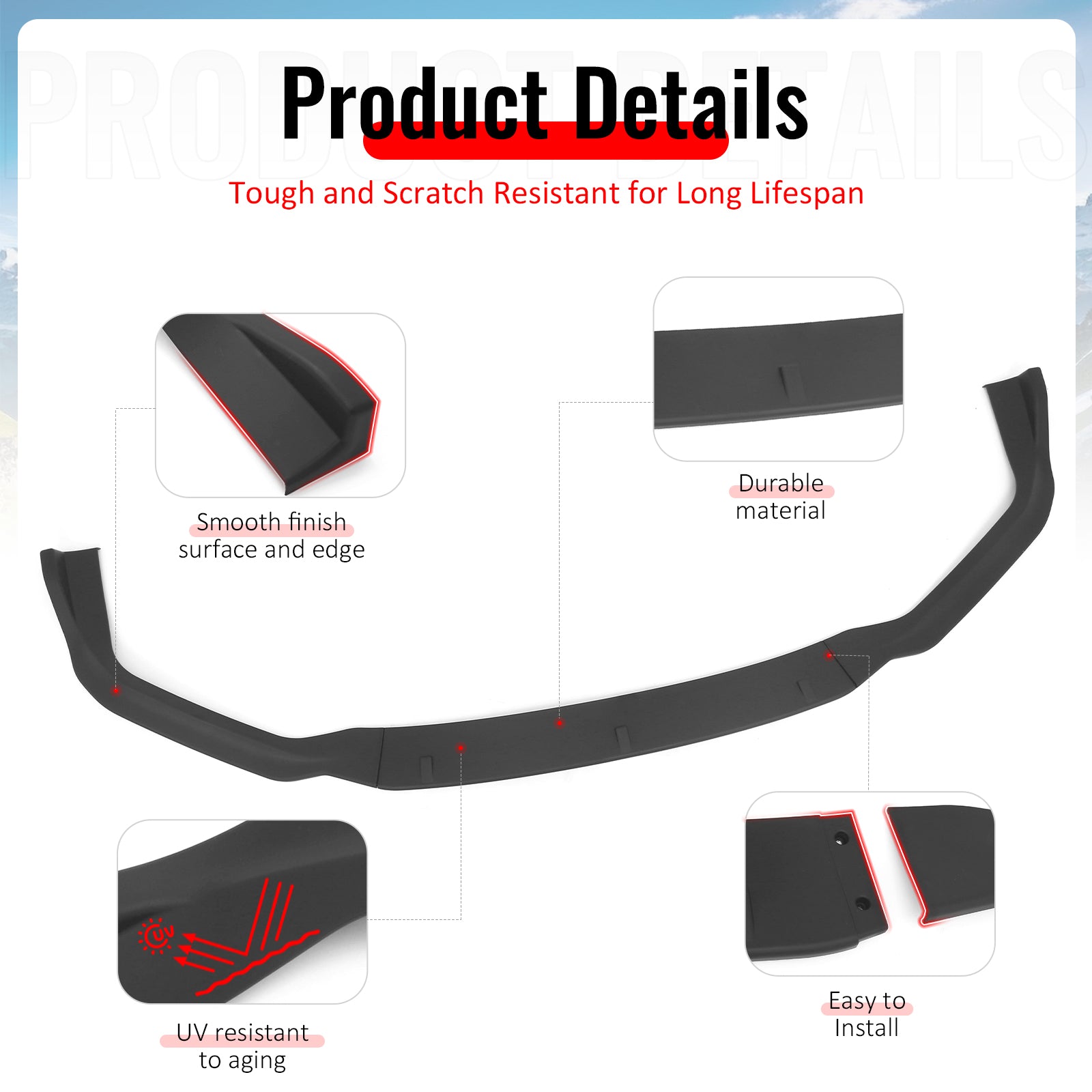 Fits 14-16 Lexus IS F Sport Sedan IKON 2 Style Front Bumper Lip Matte Black 3PCS