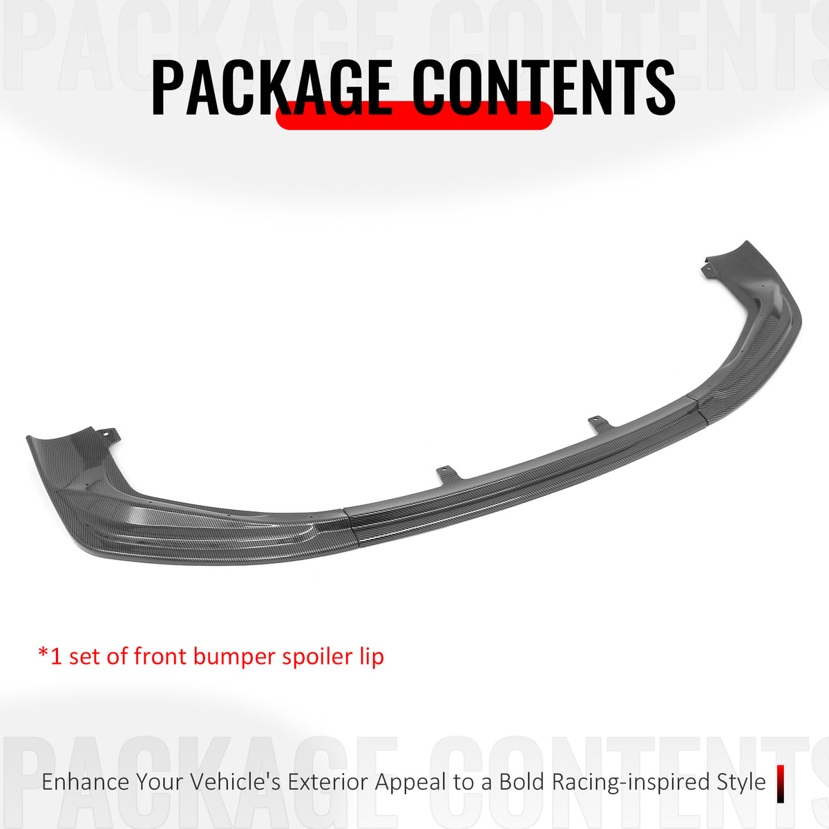 Fits 14-16 Lexus IS F Sport 4Dr IKON 3 Style Front Bumper Lip Carbon Fiber Print