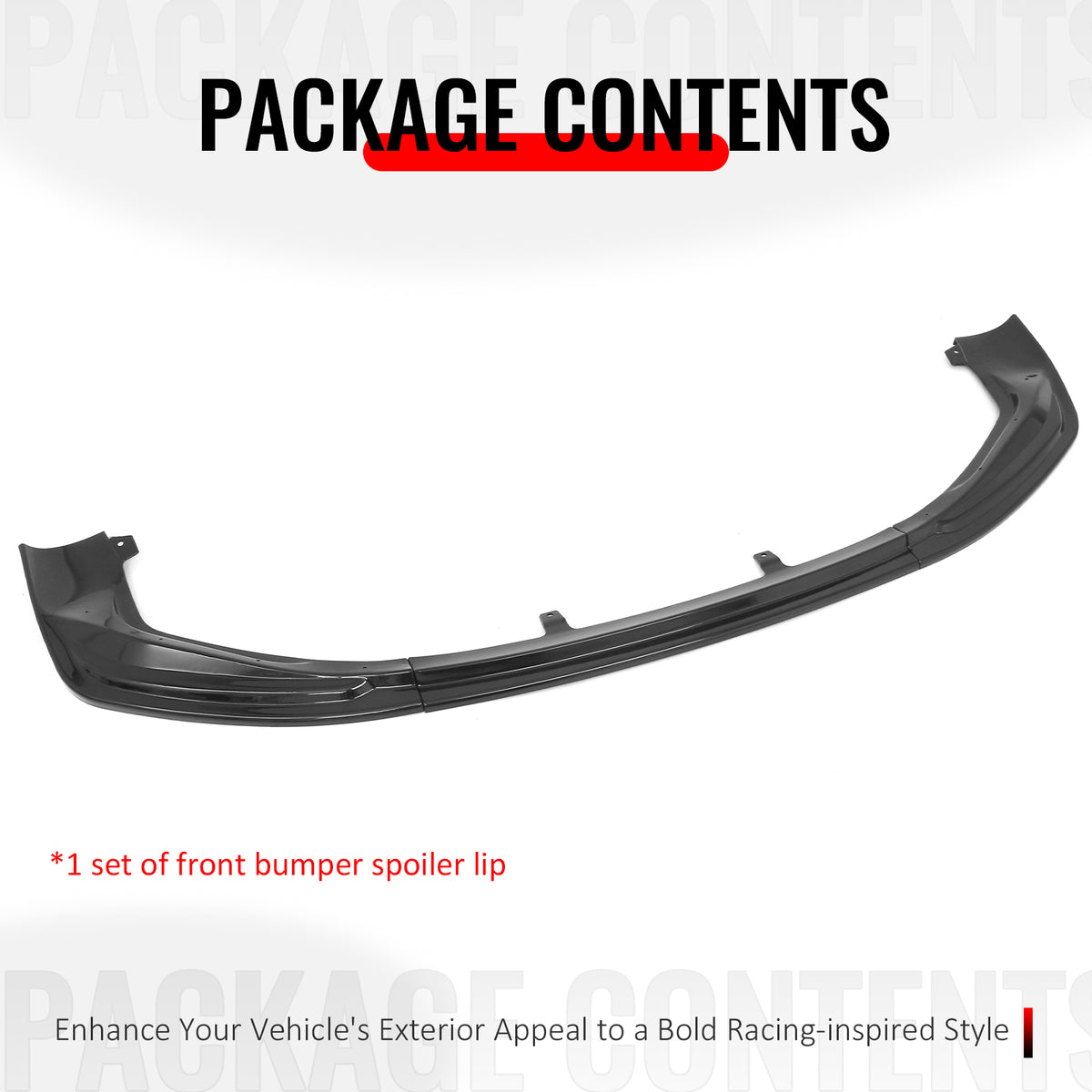 Fits 14-16 Lexus IS F Sport 4Dr IKON 3 Style 3PCS Front Bumper Lip Gloss Black