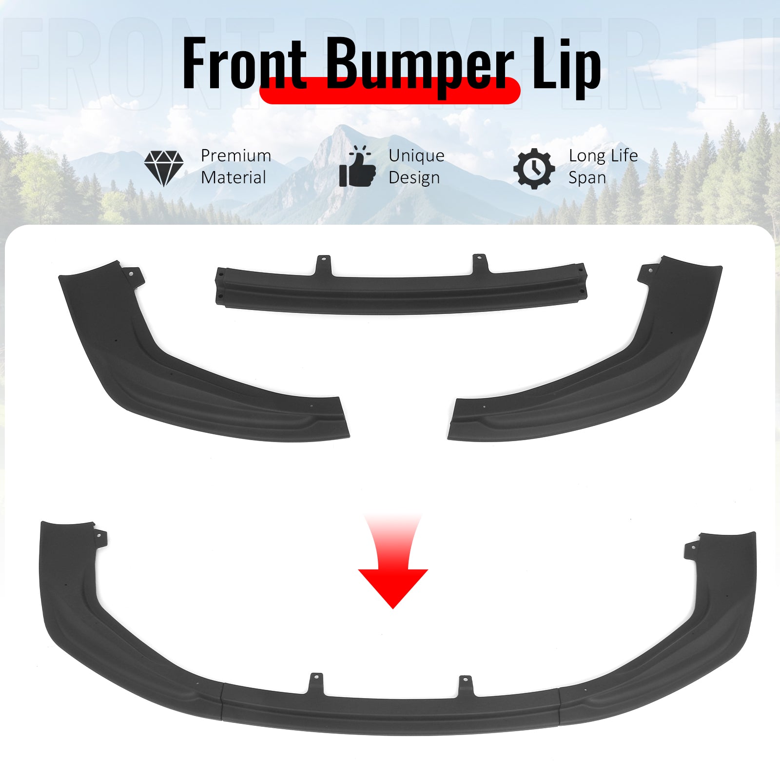 Fits 14-16 Lexus IS F Sport 4Dr IKON 3 Style 3PCS Front Bumper Lip Matte Black