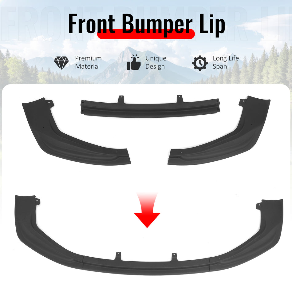 Fits 14-16 Lexus IS F Sport 4Dr IKON 3 Style 3PCS Front Bumper Lip Matte Black
