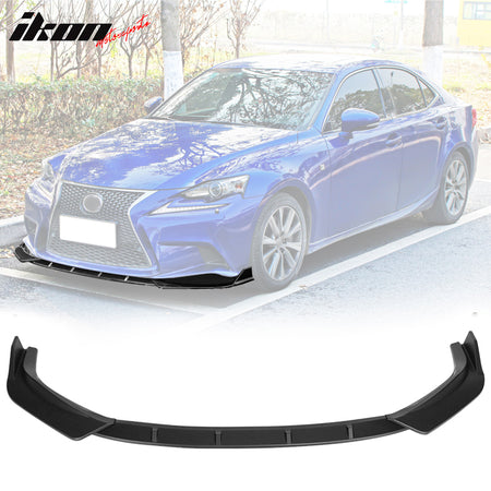 Fits 14-16 Lexus IS F Sport IKON Style 3PCS Front Bumper Lip BodyKit Matte Black