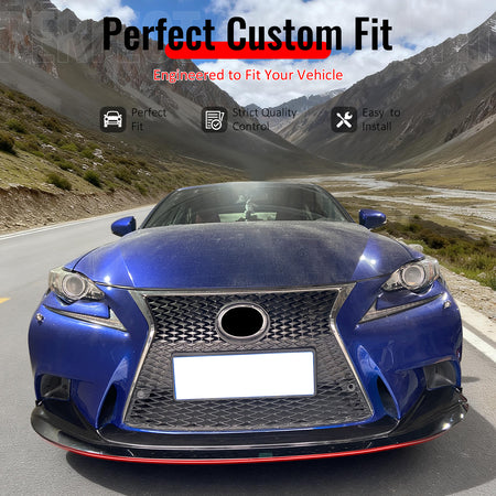 IKON MOTORSPORTS Front Bumper Lip, Compatible with 2014-2016 Lexus IS200t IS250 IS300 IS350 F Sport Sedan, R Style Carbon Fiber Print PP Add-on Air Dam Chin Spoiler Protector Splitter 3PCS