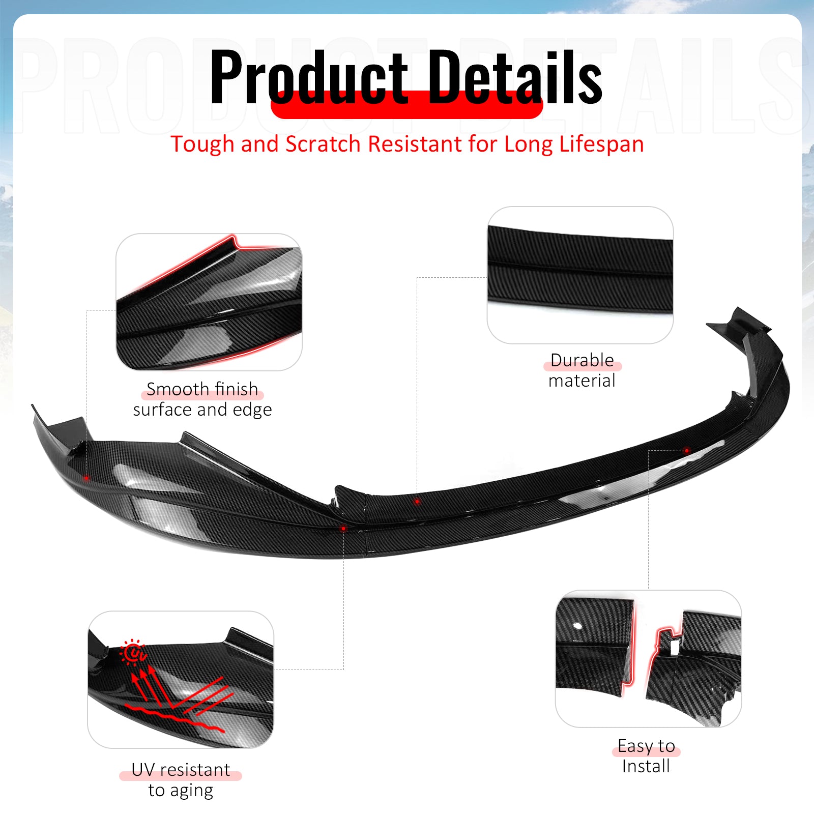 Fits 14-16 Lexus IS F Sport R Style Front Bumper Lip Spoiler Carbon Fiber Print