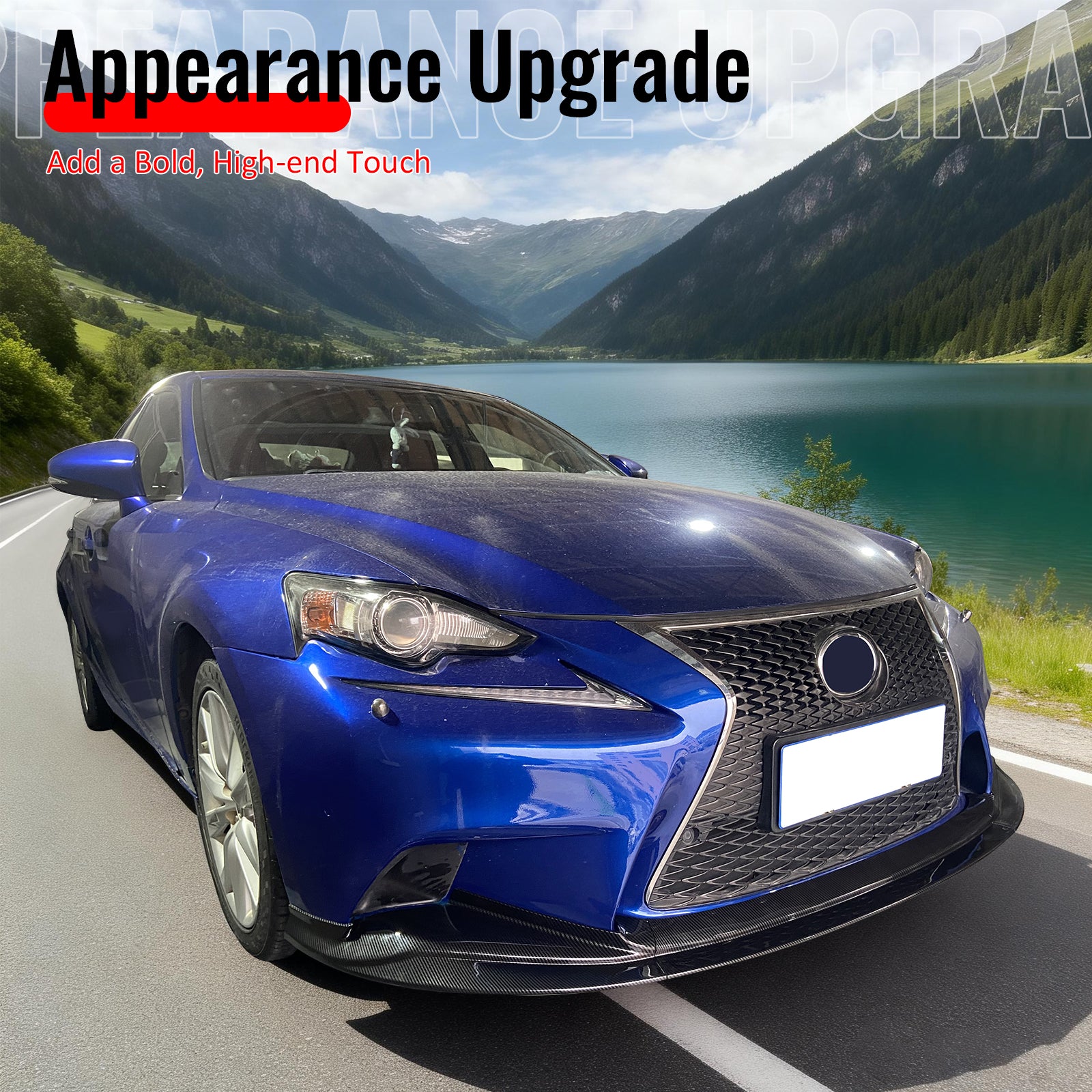 Fits 14-16 Lexus IS F Sport R Style Front Bumper Lip Spoiler Carbon Fiber Print