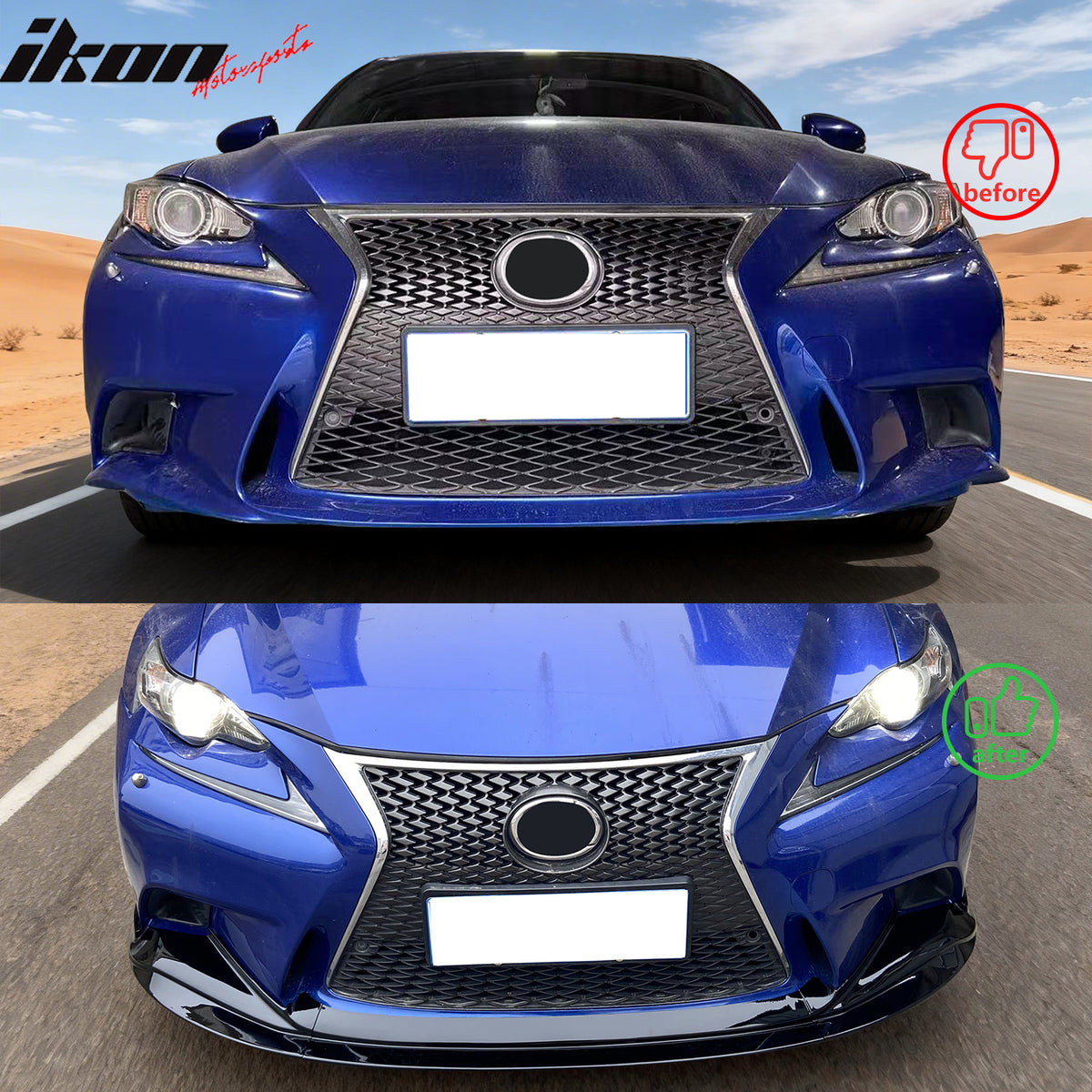 Fits 14-16 Lexus IS F Sport R Style PP Front Bumper Lip Chin Spoiler Gloss Black