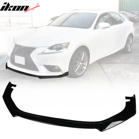 IKON MOTORSPORTS, Front Bumper Lip Compatible With 2014-2016 Lexus IS Base, Front Lip Under Air Chin Bodykit Spoiler Add On