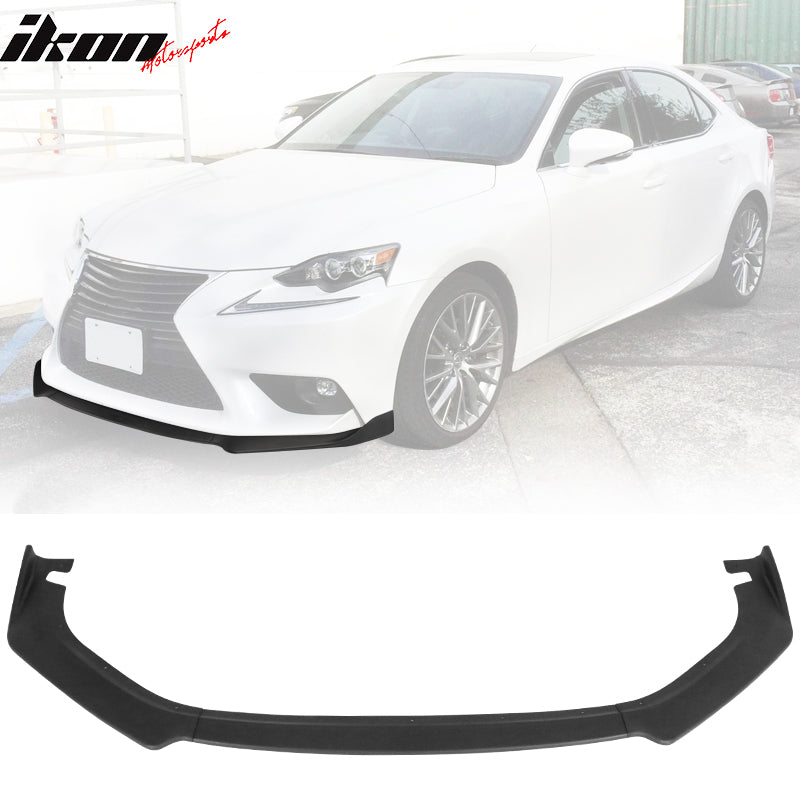 IKON MOTORSPORTS, Front Bumper Lip Compatible With 2014-2016 Lexus IS Base, Front Lip Under Air Chin Bodykit Spoiler Add On