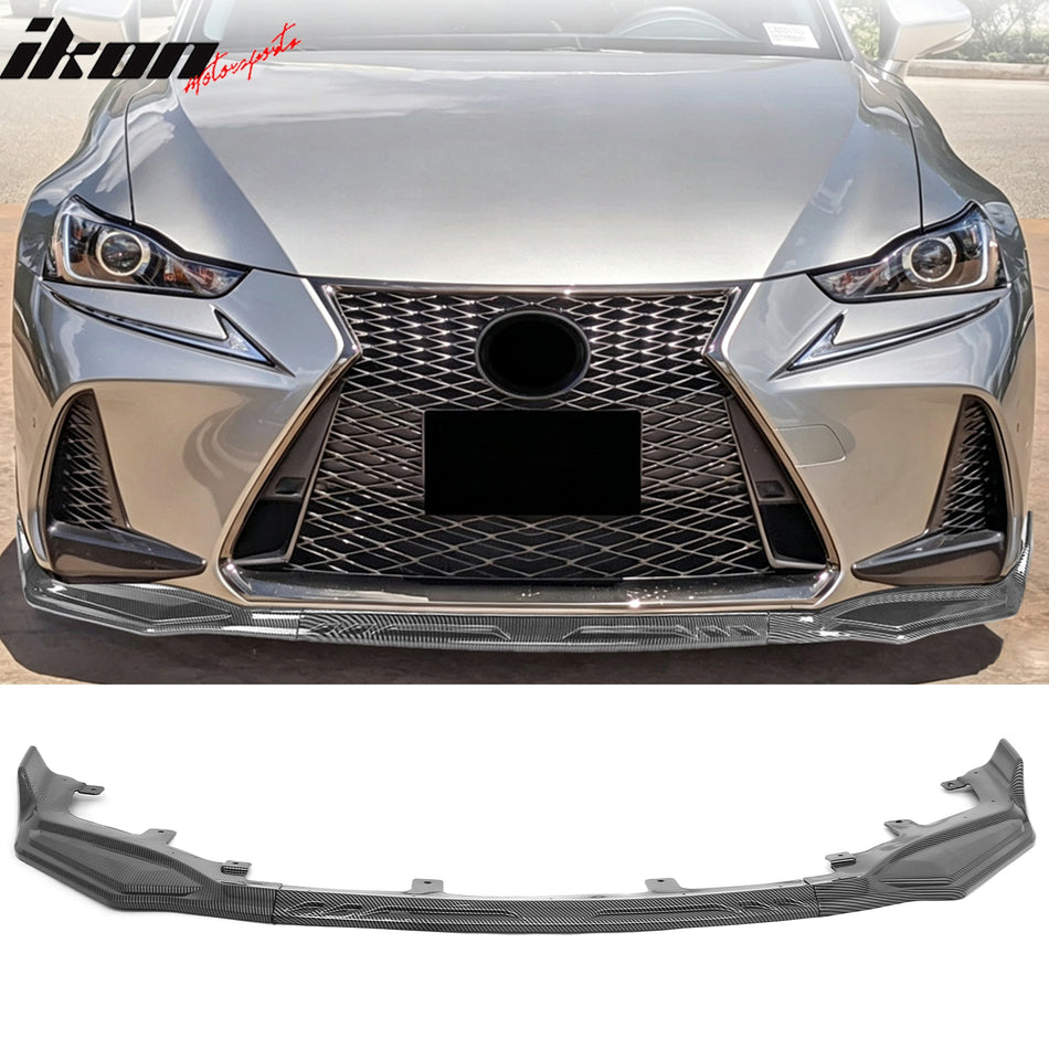 2017-2020 Lexus IS Series IS200t IS300 IS350 3PCS Front Lower Bumper Lip Air Dam Chin Spoiler Splitter IKON Style Carbon Fiber Print PP
