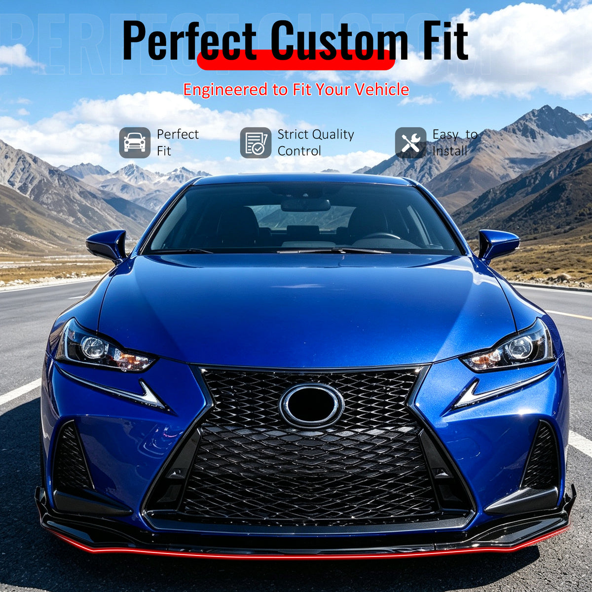 Fit 2017-2020 Lexus IS200t IS300 IS350 Front Bumper Lip Gloss Black