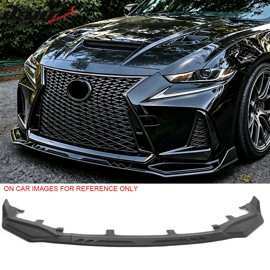 2017-2020 Lexus IS Series IS200t IS300 IS350 3PCS Front Lower Bumper Lip Air Dam Chin Spoiler Splitter IKON Style Painted Matte Black PP