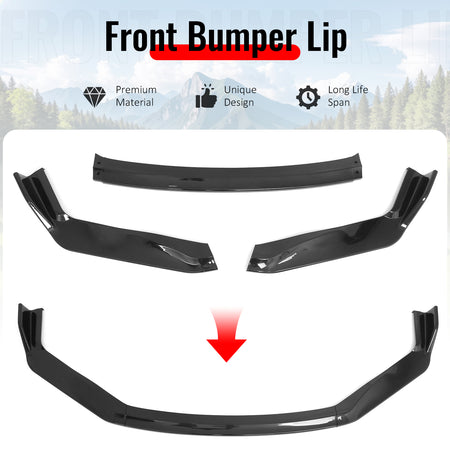 Fits 17-20 Lexus IS IKON Style PP Front Bumper Lip Spoiler Gloss Black 3PCS Set