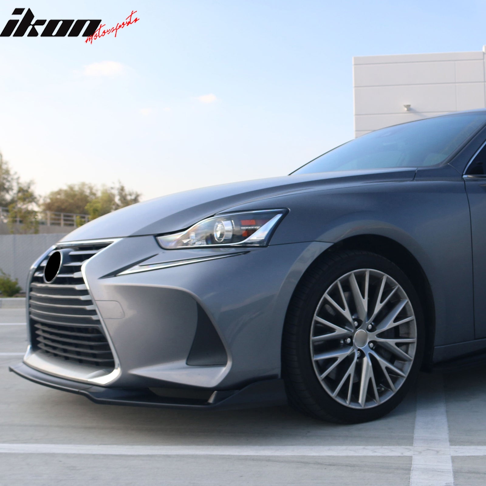 Fits 17-20 Lexus IS IKON Style PP Front Bumper Lip Spoiler Matte Black 3PCS Set