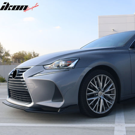 Fits 17-20 Lexus IS IKON Style PP Front Bumper Lip Spoiler Matte Black 3PCS Set