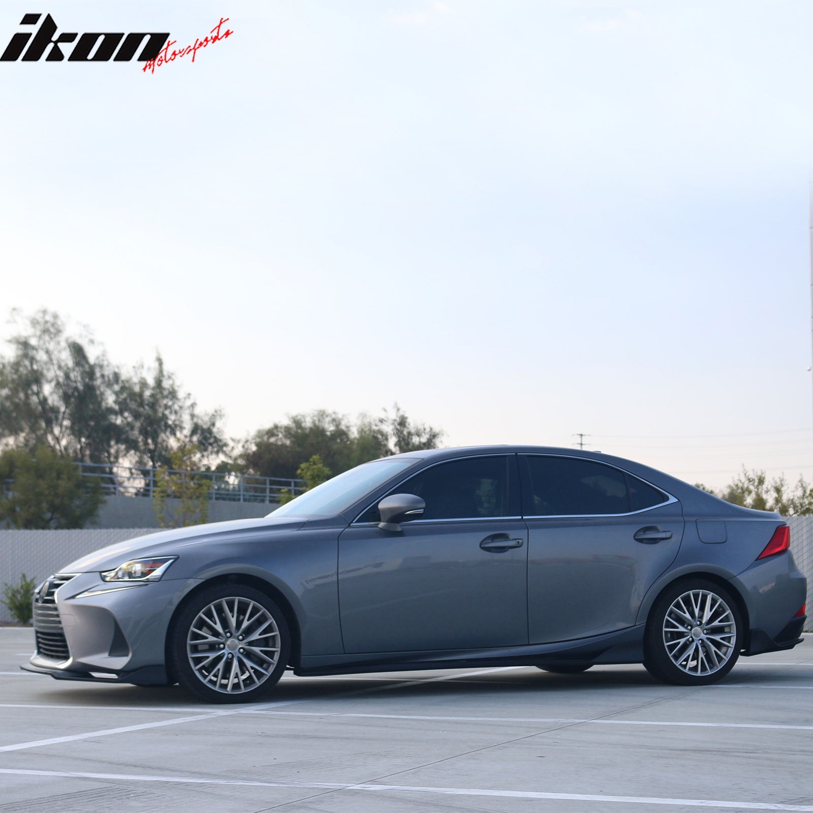 Fits 17-20 Lexus IS IKON Style PP Front Bumper Lip Spoiler Matte Black 3PCS Set