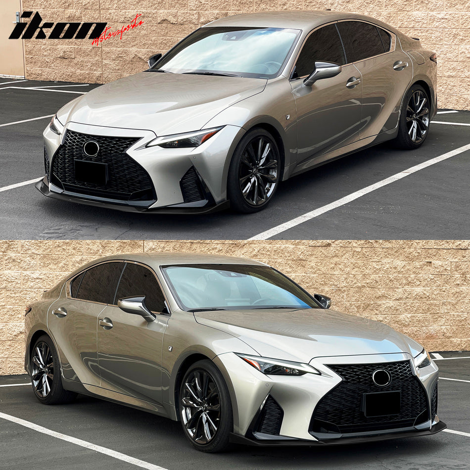 IKON MOTORSPORTS, Front Bumper Lip Compatible With 2021-2023 Lexus IS350 F Sport Trim Only, ABS Air Dam Splitter