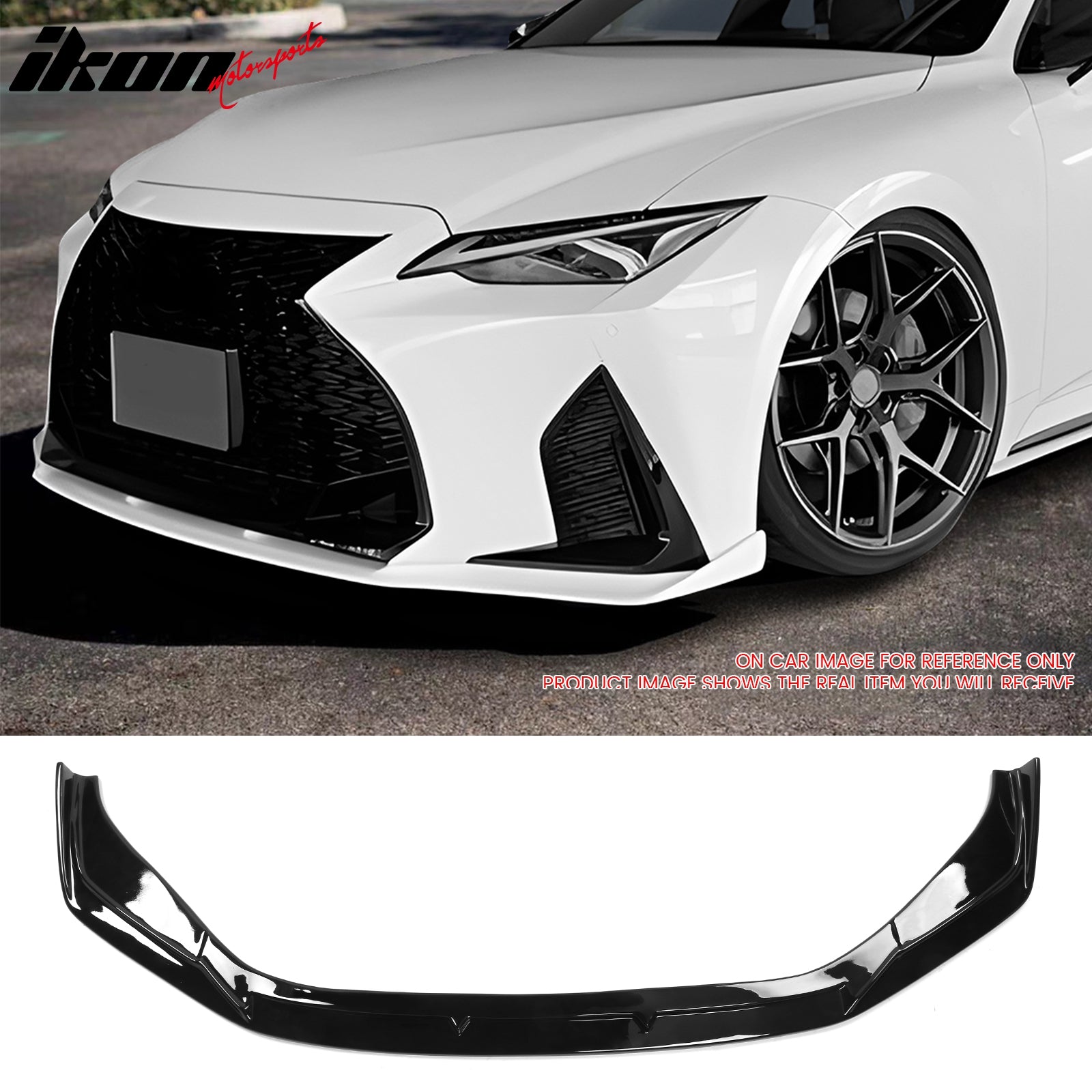 IKON MOTORSPORTS Front Bumper Lip, Compatible with 2021-2024 Lexus IS350 IS300 F Sport, IKON V2 Style ABS Plastic Air Dam Chin Spoiler Protector Splitter 1PC