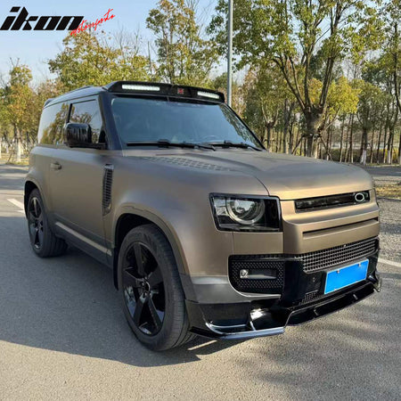 Fits 20-26 Land Rover Defender 90/110/130 Front Bumper Lip Gloss Black Spoiler