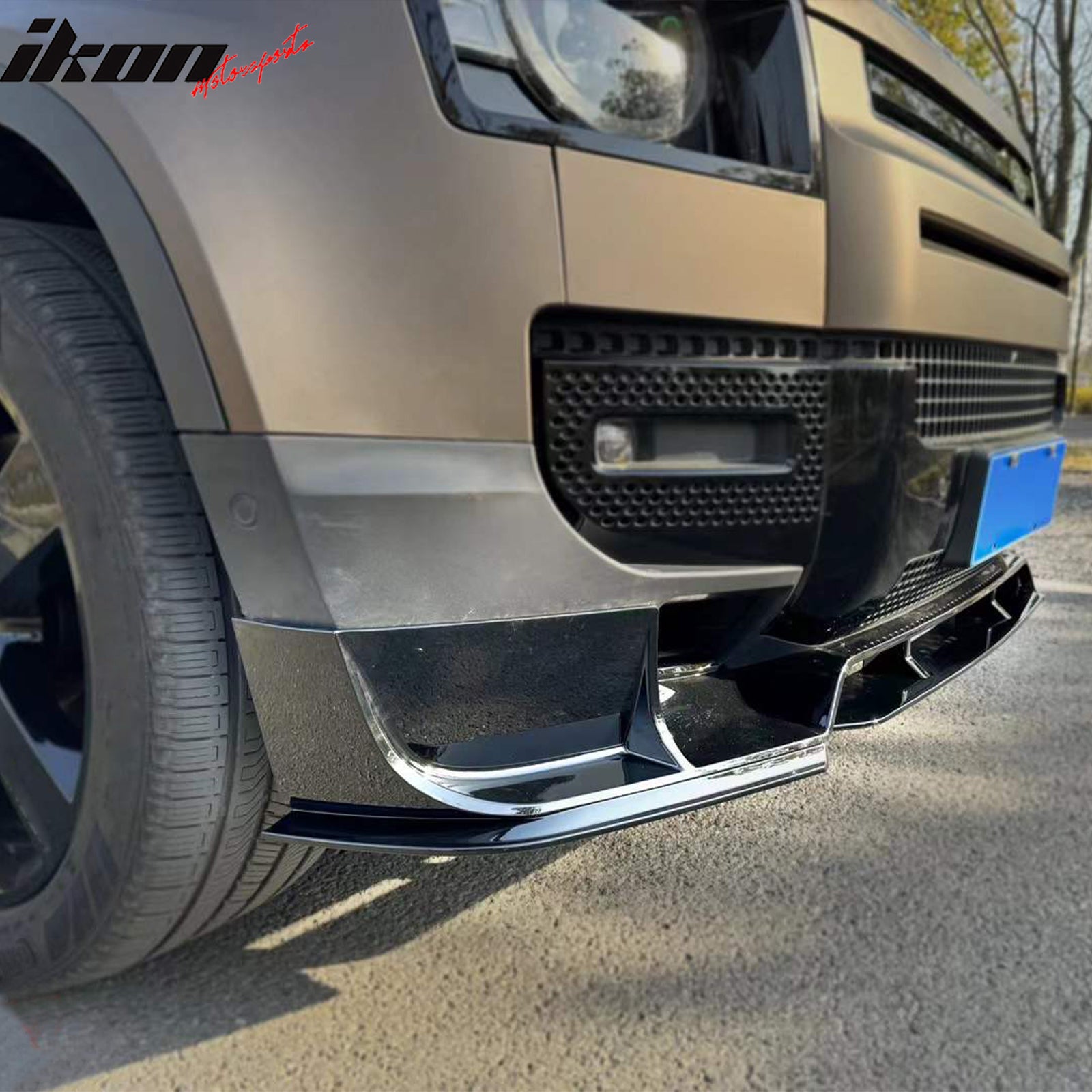 Fits 20-26 Land Rover Defender 90/110/130 Front Bumper Lip Gloss Black Spoiler