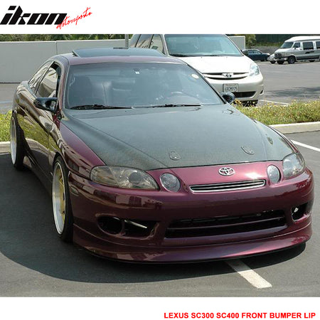 Front Bumper Lip Compatible With 1997-2000 Lexus SC300 SC400, Black PU Front Lip Finisher Under Chin Spoiler Add On by IKON MOTORSPORTS, 1998 1999