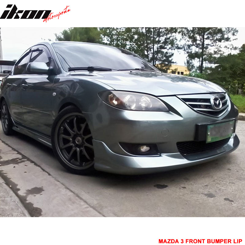 Front Bumper Lip Compatible With 2004-2006 MAZDA 3 TYPE-I, K Style PU Black Front Lip Spoiler Splitter by IKON MOTORSPORTS, 2005