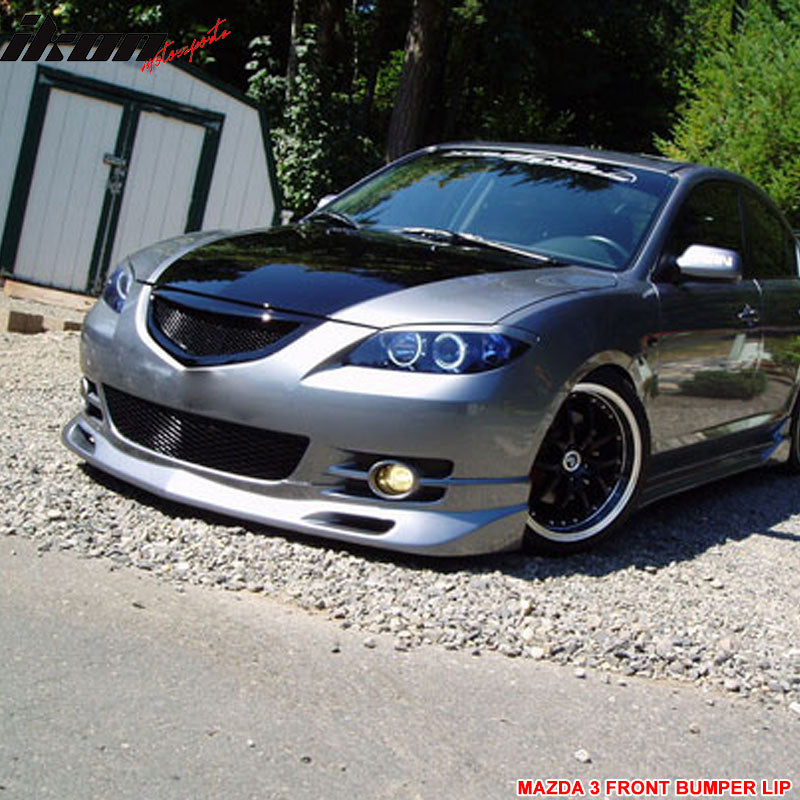 Fits 04-06 Mazda 3 S Sedan K Style Front Bumper Lip Spoiler Unpainted Black PU