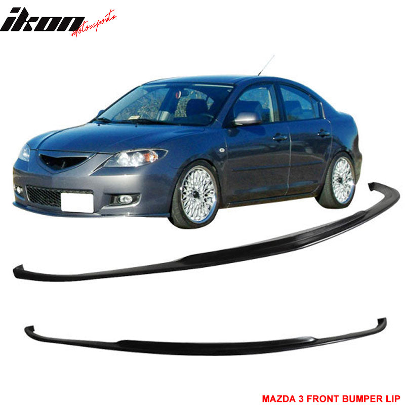 2007-2009 Mazda 3 Type-K Black Front Bumper Lip Splitter PU Sedan