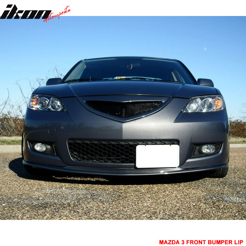 Fits 07-09 Mazda 3 Type-K Front Bumper Lip Spoiler Splitter Unpainted Black PU
