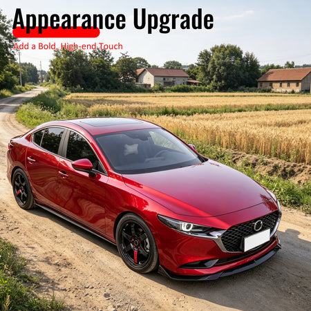 For 19-26 Mazda 3 Sedan IKON Style Front Bumper Lip Chin Spoiler Gloss Black 3PC
