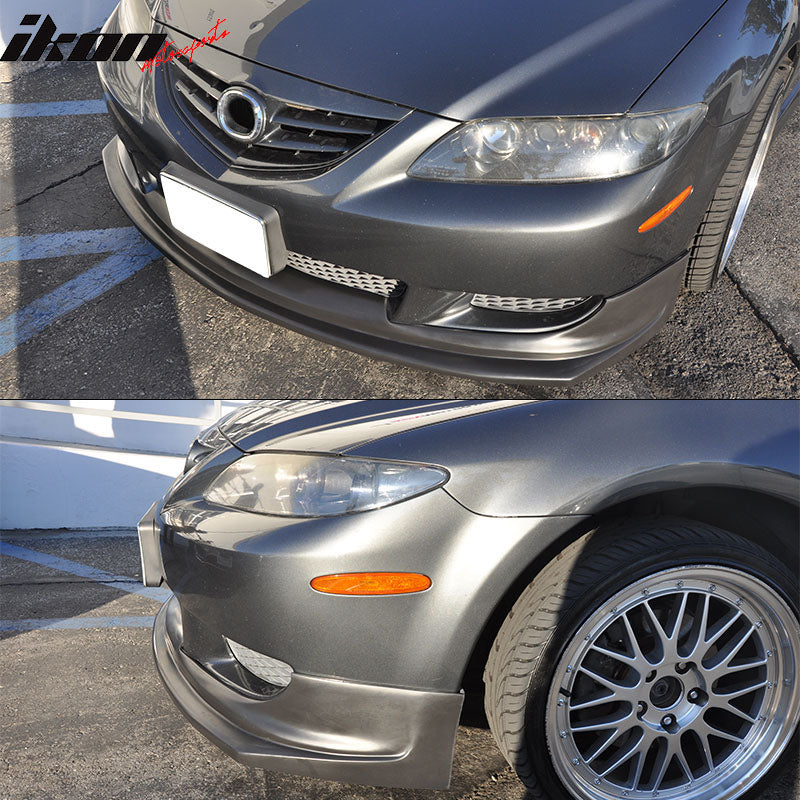 Front Bumper Lip Compatible With 2003 2005 MAZDA 6 FIRST GENERATION SEDAN JDM sport Style PU Black Front Lip Spoiler Splitter by IKON MOTORSPORTS 2004 Ikon Motorsports